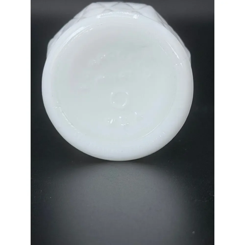 Vintage Randall White Milk Glass Diamond Quilted Bud Vase 9 in MCM